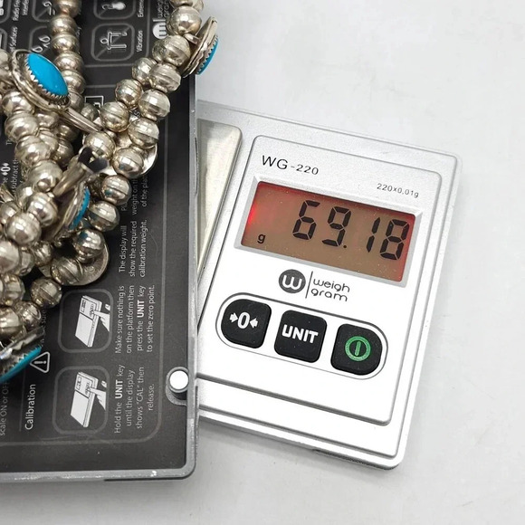 Vintage Navajo Sterling Silver Sleeping Beauty Turquoise Squash Blossom Necklace - Picture 6 of 8